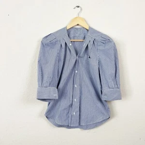 KMJ Bon Voyage Puff Sleeve Stripe Blouse Size Small - Picture 1 of 5