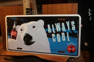 1998 Coca Cola Coke Polar Bear Always Cool License Plate New Embossed Metal - Picture 1 of 4