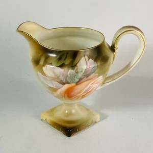 R S Prussia Rose Pedestal Creamer Square Base Gold Trim Wreath Mark As Is - Picture 1 of 12