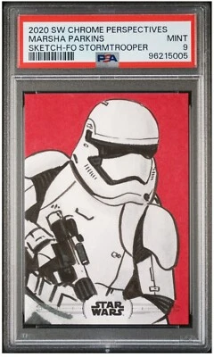 2020 Topps Star Wars Chrome Stormtrooper Marsha Parkins Sketch 1/1 PSA 9 - Image 1 of 2