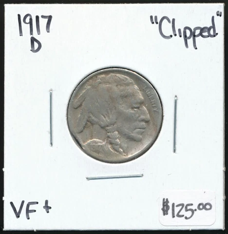 1917-D Buffalo Nickel Clip / Clipped Mint Error Cover