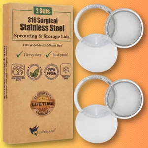 Mason Jar Sprouting Lids - Curved Mesh Lids for Canning Jars (Wide Mouth) - Picture 1 of 11