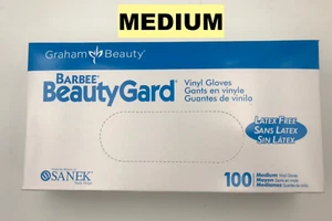 GRAHAM BEAUTY BARBER SANEK BEAUTY GARD 100 VINYL GLOVES MEDIUM LATEX FREE - Picture 1 of 3