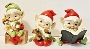Vintage 3er Set Homco Weihnachtselfen #5406 Made in Taiwan - Bild 1 von 6