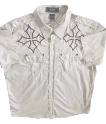 Focus Men Long sleeved Shirt  XL Massive Embroidered 2 Blended Fabric Beige - Image 1 of 4