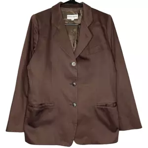Blazer Vintage Giorgio Armani Donna 10 Marrone Cotone Tacca Petto Singolo anni '90 - Foto 1 di 24