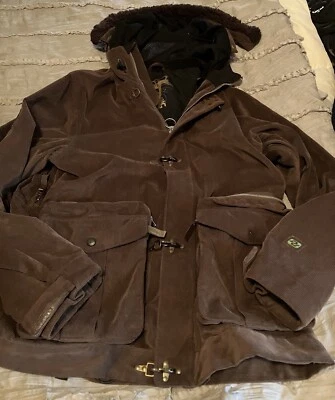BILLABONG Snowboard Ski Pilot Corduroy LARGE Brown Hooded Jacket MISSING BUTTON - Image 1 of 4