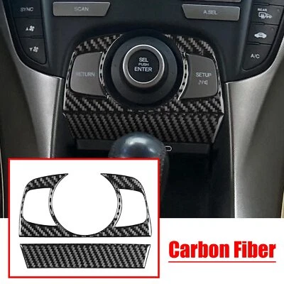Cubierta de panel de joystick de consola central de fibra de carbono 2 piezas para Acura TL 2009-14 Foto 1 de 4