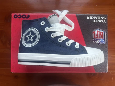 Foco Dallas Cowboys Kids Tie Up Sneakers sz Youth Y 11-12 Cover