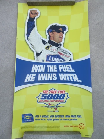 Vtg NASCAR Jimmie Johnson 42x23 Poster Sunoco Gas Racing Fuel 2006 Promo Ad Sign Cover