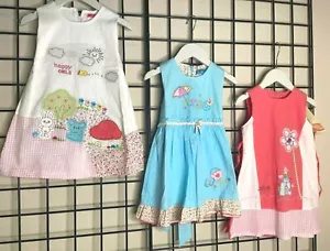 NEW NWT 3-Beautiful Soft DRESSES Maggie + Peggy Brand White-Blue-Hot Pink Sz 4Y - Picture 1 of 12