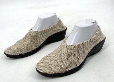 Arcopedico Mujer 39/8-8.5 Mailu Tejido Slip On Zapato Beige Cuña Portugal Desnudo Foto 1 de 4