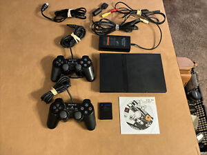 Sony PlayStation 2 - Ps2 Slim Black Console Bundle Scph-75001 Tested and Working