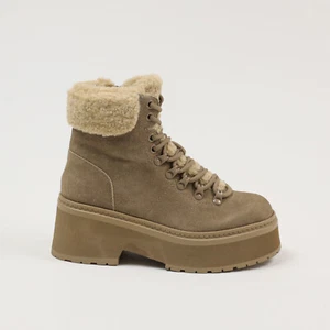 Aqua Women Thea Lace Up Cold Weather Boots Mushroom Suide Size 6.5 - Picture 1 of 7