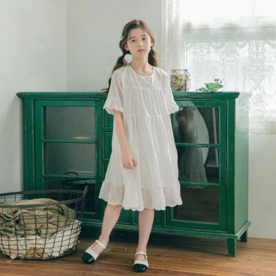 Cute Princess Short Sleeve Lace Dress,Summer O neck Kid Dress - Image 1 of 4