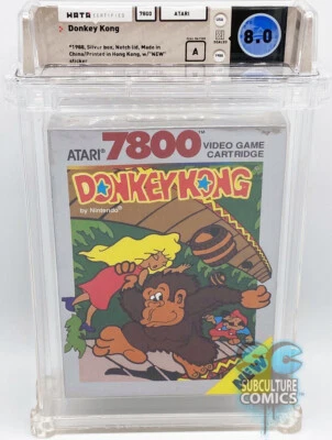 ATARI 7800 - DONKEY KONG - SILVER BOX - FACTORY SEALED - WATA 8.0 A - ATARI 1988 - Image 1 of 2
