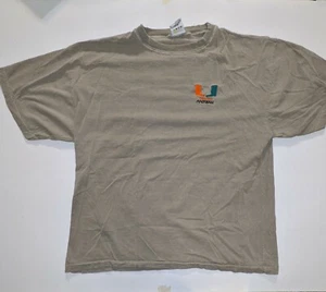 Vintage 90s Dynasty UM University of Miami embroidered Logo Shirt Large Football - Picture 1 of 4