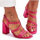 Leather Sandals On A Fuchsia Florentina Heel pink
