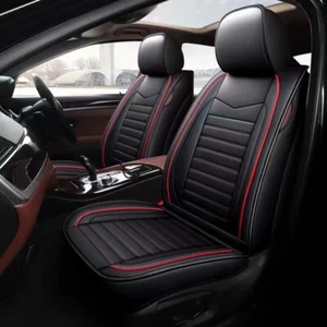 Black Red PU Leather Car Seat Covers for Ford Focus Fiesta Escape Ranger Mondeo - Picture 1 of 3