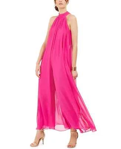 Pantalón Vince Camuto Jumper Pierna Ancha Chifón Mono Forrado Rosa Talla XS NUEVO CON ETIQUETAS FU337 - Imagen 1 de 9