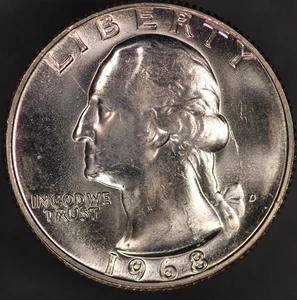 1968 D WASHINGTON QUARTER - FRESH FROM AN OLD COLLECTION- LOT 9412 - Picture 1 of 2