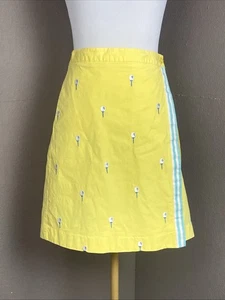 LILLY PULITZER Vintage Yellow Cotton Golf Tee Embroidered Wrap Skort 6 - Picture 1 of 7