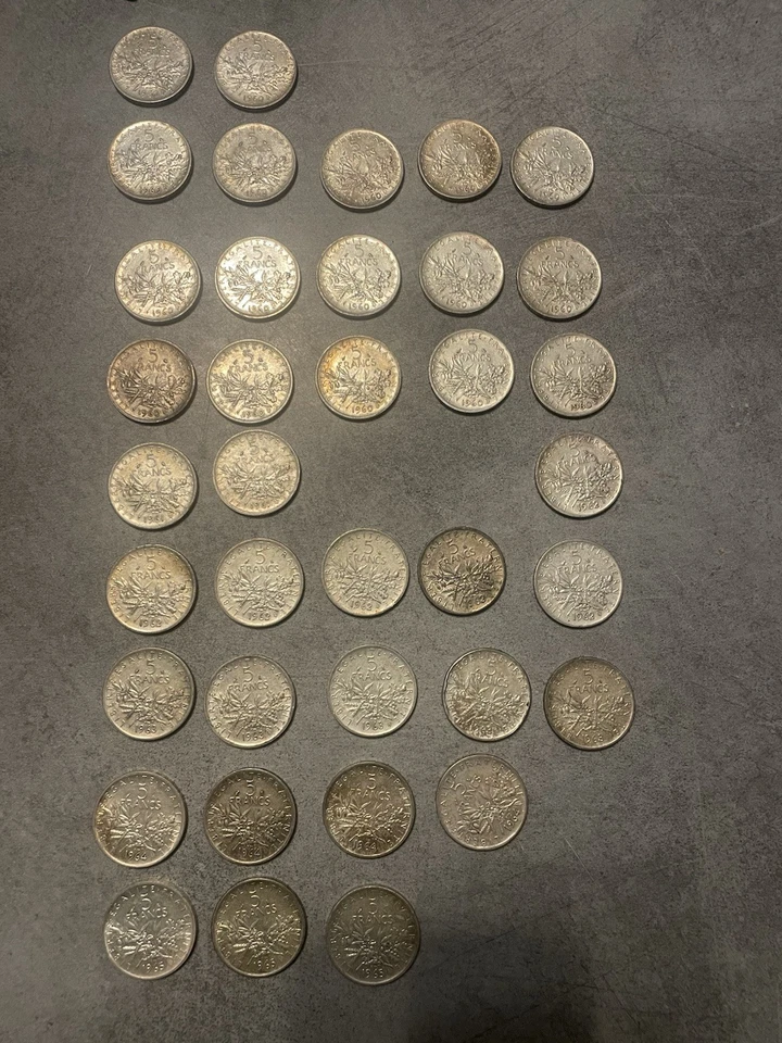Lots 37 Pièces 5 Francs Semeuse - Photo 1/4