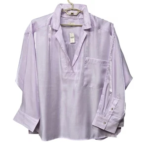 Anthropologie Pilcro Tunika Top Plus 3X Flieder Schillernd Satin Slouchy Oversized - Bild 1 von 10