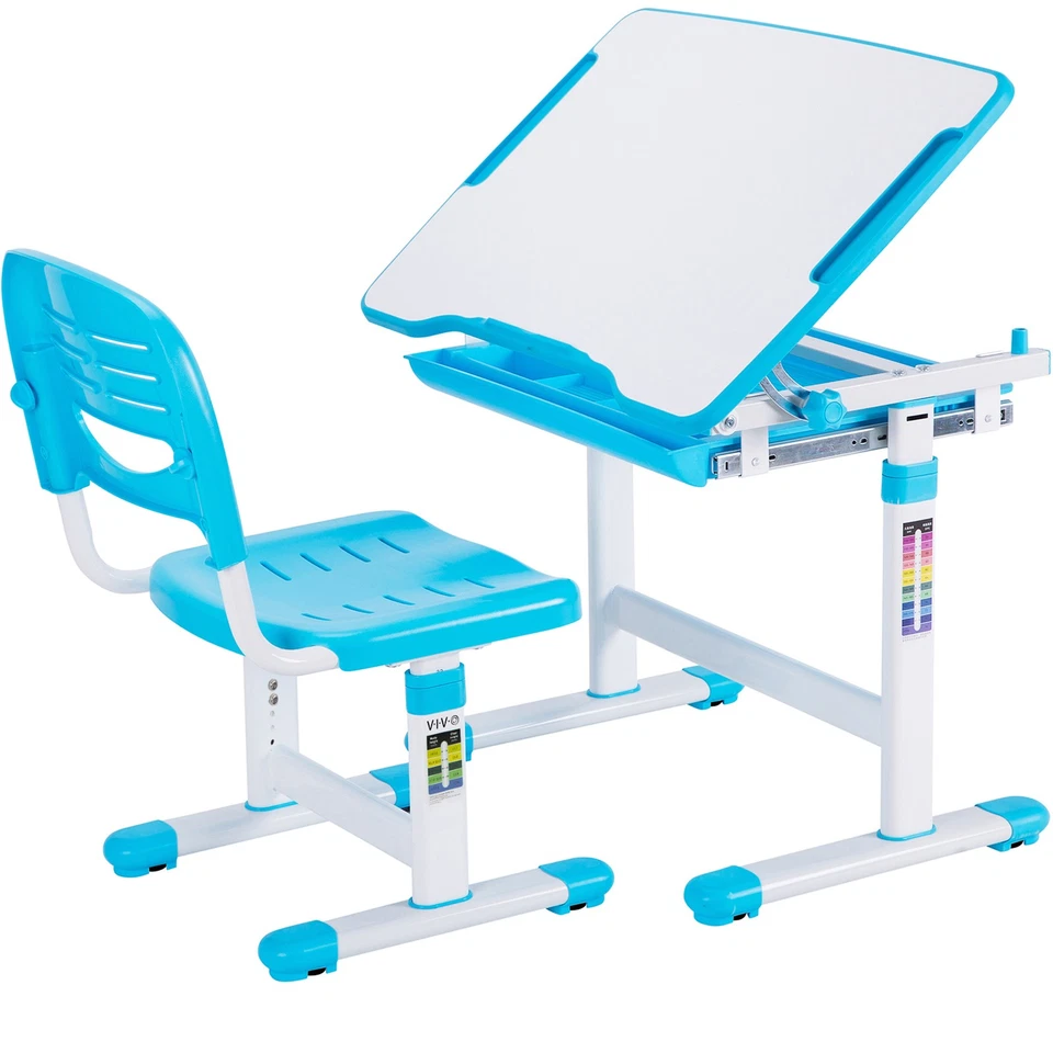 VIVO Height Adjustable Children's Desk and Chair Set Blue