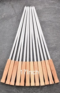 17-Inch Long Flat BBQ Skewers, Brazilian-style Stainless Steel 3/8 Inch Wide ... - Bild 1 von 7