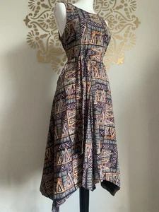 FatFace Batik Geo Dress 10 Vintage Style Gypsy Boho Quirky Beach Lagenlook - Picture 1 of 17