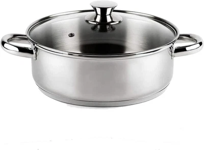 CI28 Casseruola in Acciaio Inox 18/10, Diametro 28 Cm, Argento, 28 Cm - Immagine 1 di 4