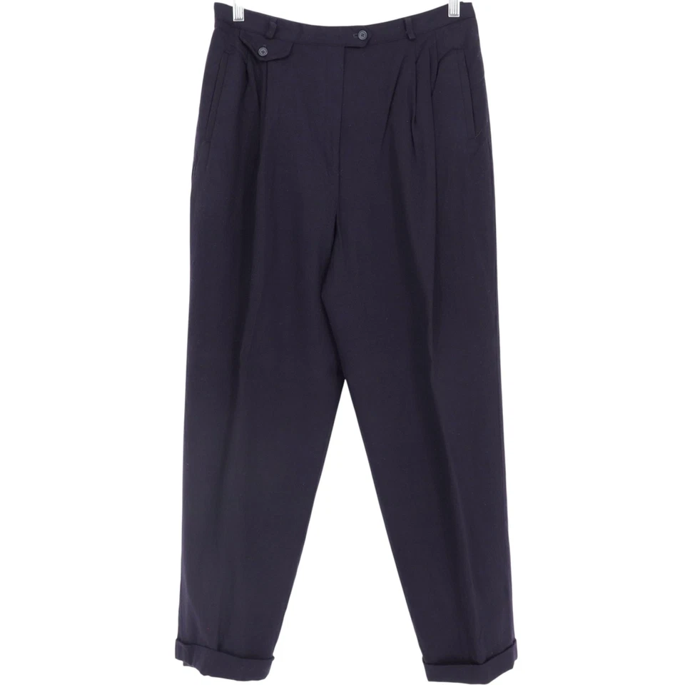 Pantalones plisados de lana adornada azul marino talla 16 Lauren Ralph Lauren para mujer Foto 1 de 4