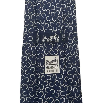 Herraduras ecuestres Hermes para hombre azul satinado seda 5168 IA 3,75" (W) x 63,5" (L) Foto 1 de 4