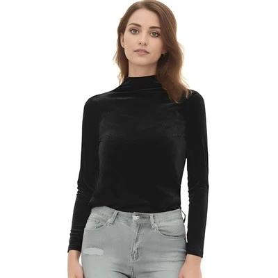 Prendas para el torso de terciopelo de manga larga Susana Monaco en negro nuevas con etiquetas talla grande Foto 1 de 4