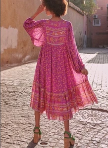 Spell & The Gypsy Dress Size L Midi Pink Madame Peacock Floral FLAWS - Picture 1 of 21