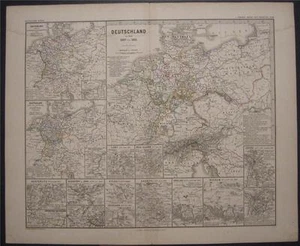 1880 Mapa antiguo Alemania Alemania 1807 - 1815 Batalla - Imagen 1 de 1