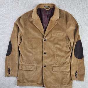 LL Bean Sport Coat Jacket Brown Corduroy Elbow Patches Size 42 Tall - Picture 1 of 20