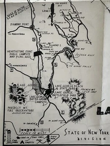 Lake George Region Campingplatzkarte 1961 Land & Wald seltene lokale Verbreitung - Bild 1 von 12