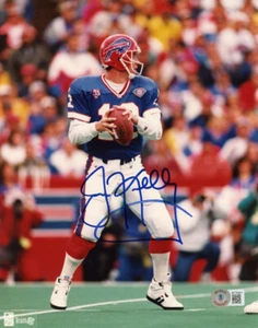 FOTO FIRMATA JIM KELLY AUTOGRAFATA 8x10 BUFFALO BILLS HOF LEGGENDA BECKETT BAS - Foto 1 di 2