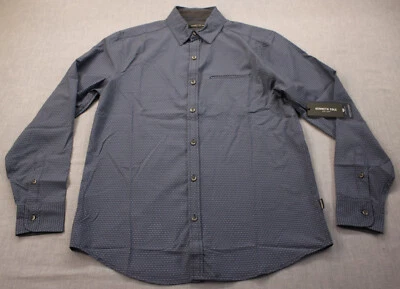 Kenneth Cole Mens Blue Geo Mobility Woven Stretch Slim Fit LS Shirt  NWT  S  $69 - Image 1 of 4