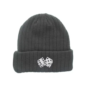 Dice dices embroidered fleece beanie hat, insulated beanie - Imagen 1 de 4