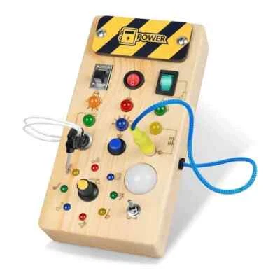 Montessori Busy Board w/ LED Light Switch Wooden Board Sensory Toys for Toddlers - image 1 of 4