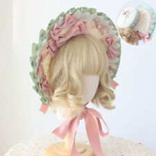 Victorian WomenPoke Bonnet Bowknot Straw Bonnet Cute Girls Tea Party Straw Hat