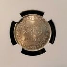 1939 MALAYA SILVER 20 CENTS NGC MS 62 NICE BRIGHT LUSTER