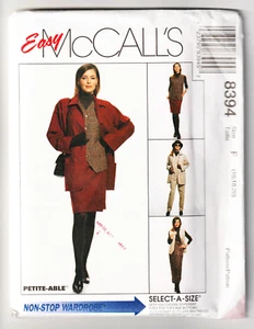 McCalls 8394 Loose Jacket-Vest-Pull-On Pants-Skirt 16-18-20 Sewing Pattern UNCUT - Imagen 1 de 2