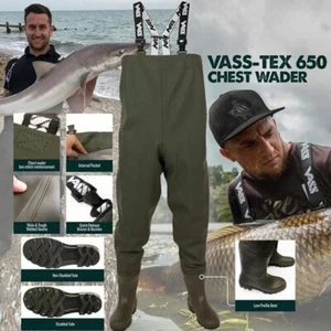 Vass 650 Series Chest Waders VA650-70 All Sizes Carp Fishing - Picture 1 of 6