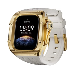 Premium Stainless Steel Bezel Cas+Silicone Strap for Apple Watch Series 10 46mm - Picture 1 of 72