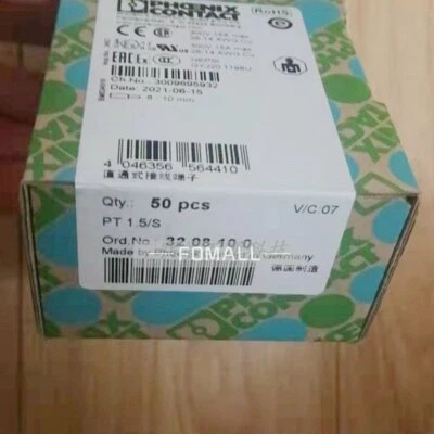 50Pcs/Box New For PHOENIX CONTACT Straight-through Terminal Block PT1.5/S3208100 - Image 1 of 3