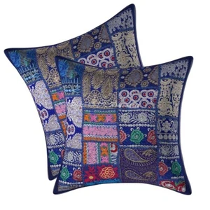 Funda de cojín étnico hecha a mano vintage 16 x 16 en sofá hippie funda almohada coche - Imagen 1 de 6